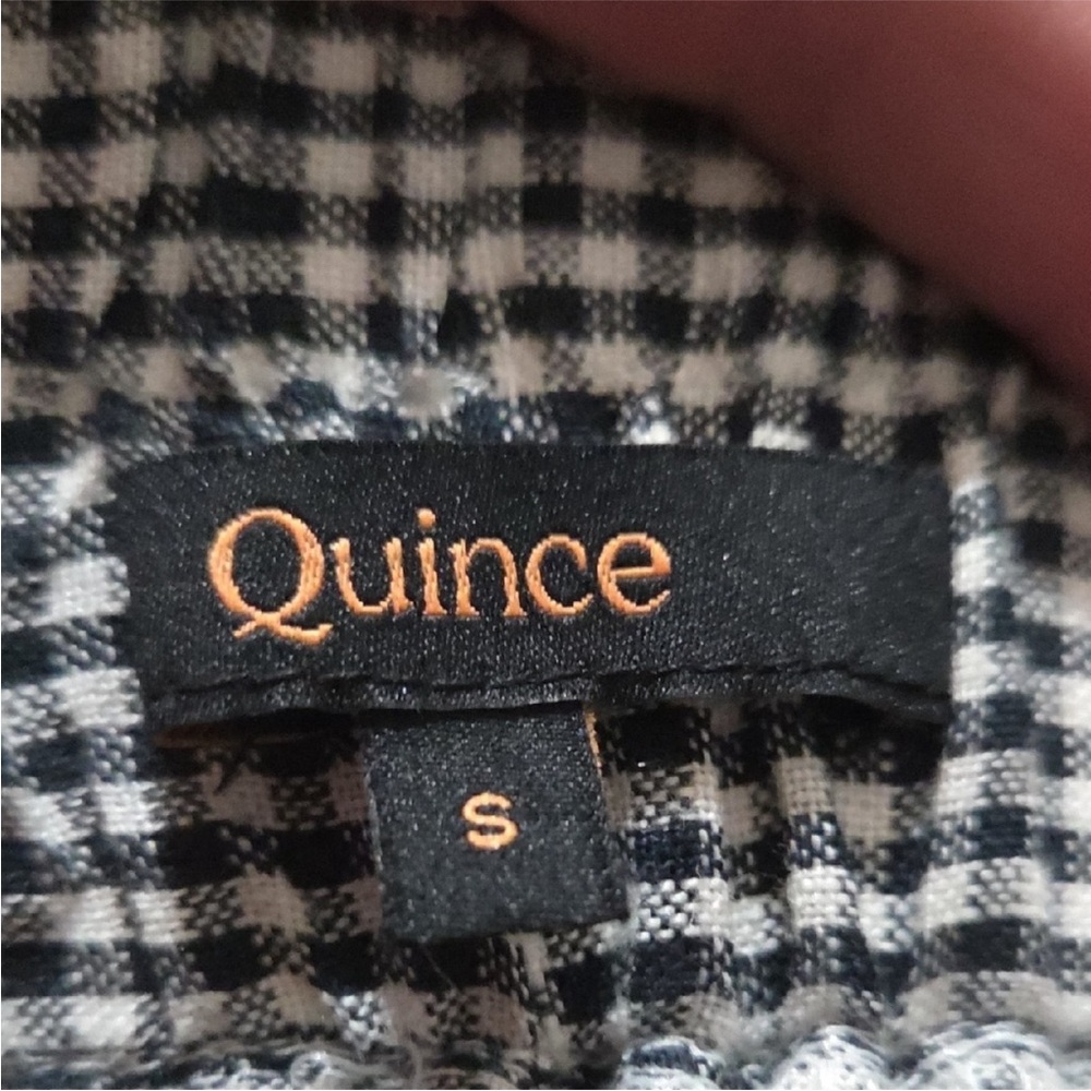 Quince Black & White Gingham Maxi Skirt with Side Slit 100% line - Picture 4 of 4